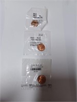 Lot of Three Uncirculated Wheat Pennies