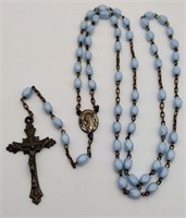 Blue glass bead rosary