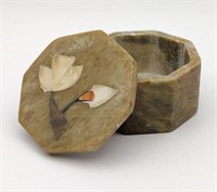 Curved inlay soapstone trinket ring box