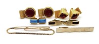 Lot of gold tone cufflinks tie clips