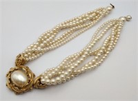 Richelieu gold tone faux pearl necklace 16 in