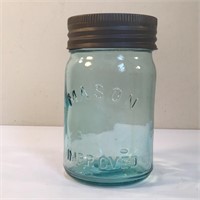 MASON JAR BLUE GLASS