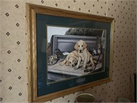 BEAUTIFUL SIGNED YELLOW LAB FRAMED PRINT