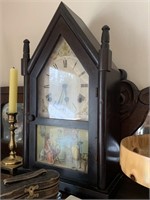 ANTIQUE CATHEDRAL GILBERT WIND UP MANTLE CLOCK