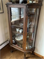 NICE ANTIQUE OAK BOW FRONT CLAW FOOT HUTCH