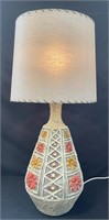 OUTSTANDING MID CENTURY POTTERY LAMP W SHADE