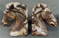 NICE PAIR OF SIGNED VINTAGE HORSE BOOK ENDS