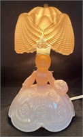 SWEET 1940'S PINK GLASS SOUTHERN BELL BOUDOIR LAMP