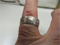 Vintage Ornate Sterling Silver Ring Size 10