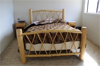 QUEEN SZ. LODGE POLE PINE BED AND FRAME