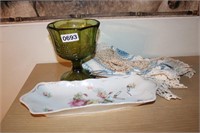 ANTIQUE CANDY DISH AND SMALL  DISH