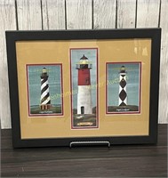 Cindy Sampson: Lighthouse Trio Framed Painting