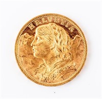 Coin 1927 Swiss 20 Franc Gold Brilliant Unc