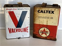 2 x Gallon Tins Valvoline and Caltex