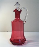 CRANBERRY GLASS EWER WITH STOPPER
