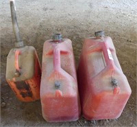 THREE FUEL CANS W/ CONTENTS