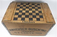 Budweiser Anheuser Busch Wood Beer Crate Checkers