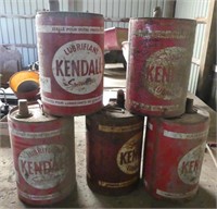 FIVE KENDALL LUBRICANT CANS