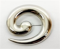 Silvertone Spiral Brooch