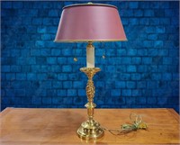 Brass Candlestick Lamp with Shade
