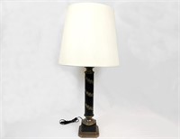 Small Wooden Black and Gold Painted Lamp ****