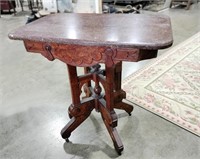 Victorian Walnut Table with Marble Top