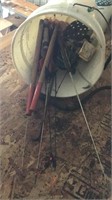 3 buckets of ice fishing gear (poles, tip ups)