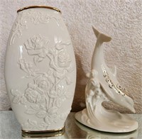 F - LENOX VASE & DOLPHIN FIGURINE (A38)