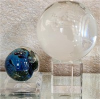 F - BLOWN GLASS ORBS ON STANDS (A42)