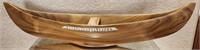 F - CARVED WOOD BOAT W/ INLAY DETAIL 18"L (A47)