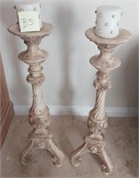 F - PAIR OF PILLAR CANDLE HOLDERS 37"T (B5)