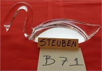F - STEUBEN GLASS SWAN 3X7" (B71)