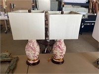 (2) Oriental Accent Pink/White Floral Lamps