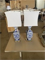 (2) Horchow Blue/White Lamps