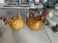 Ceramic Rooster and Hen (Hen Damaged)