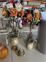 (2) Decorative Urns w/ Artificial Plants