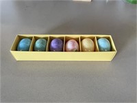 (6) Genuine Alabaster Hand Carved Eggs