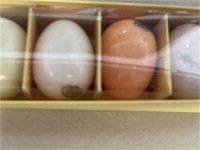 (6) Genuine Alabaster Hand Carved Eggs