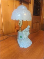 Blue glass bed side lamp