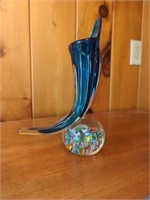 Glass Paper weight with vase