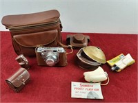 VINTAGE KONICA CAMERA WITH ACCESSORIES