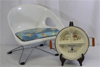 Vtg. Bo Peep Warming Dish & Cool Plastic Chair