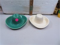 2 Vintage Catalina Pottery Cowboy Hat Ashtrays
