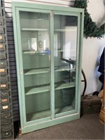 Large Metal Glass Display Case with Sliding Doors