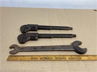 (2) Ford Adjustable Wrenches + Wrench