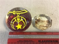 Vintage Masonic and souvenir paperweights