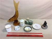 Mini collectibles and glass fish