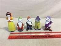 Snowwhite and four of the dwarfs bisque figurines