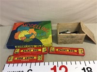 Vintage art supplies- paint boxes, crayon box,