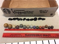 Vintage unusual marbles and tumbled black stones